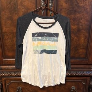 Hurley Long Sleeve Raglan Tee Black and White
